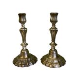 Pair of silver-plated bronze candlesticks from the 18th century. | Candle holders | Candelabrum