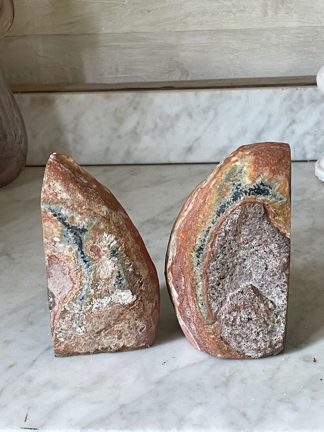 paire de serre-livres Géode d’agate