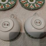 2 breakfast cups, 2 saucers, porcelain Christofle Oceana green.