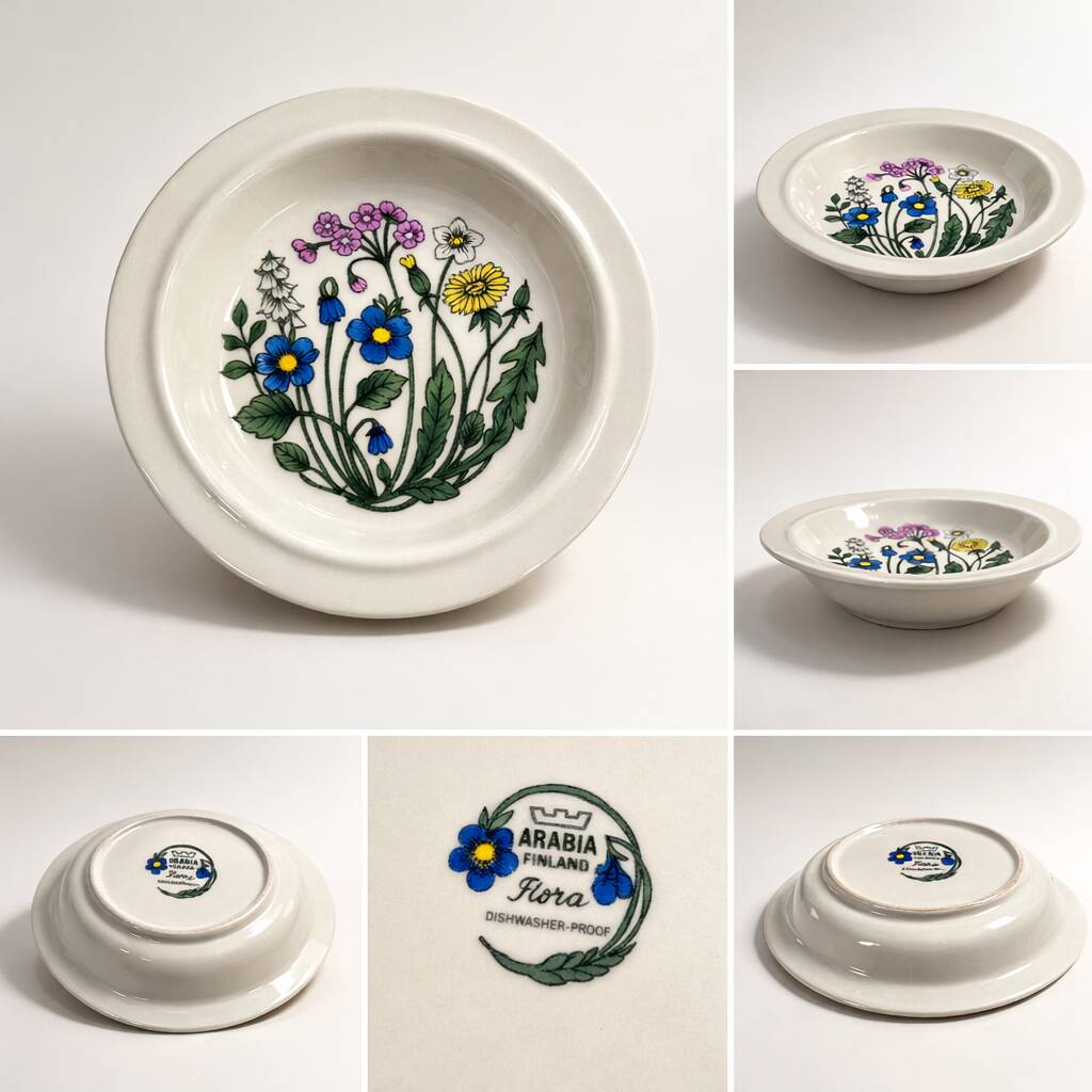 Set of 6 deep plates Arabia Finland – vintage Scandinavian floral design