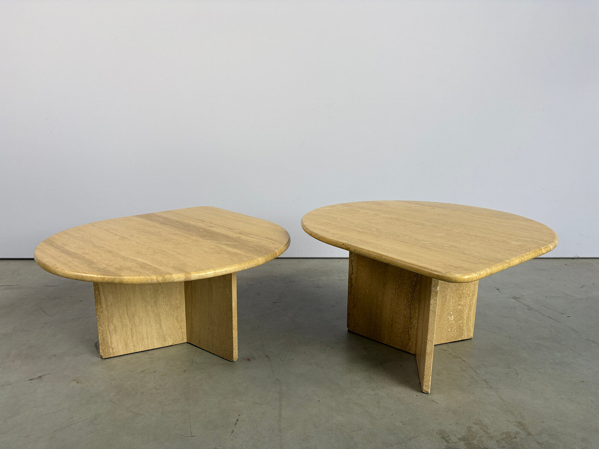 Pair of vintage travertine coffee tables or side tables, 1970s