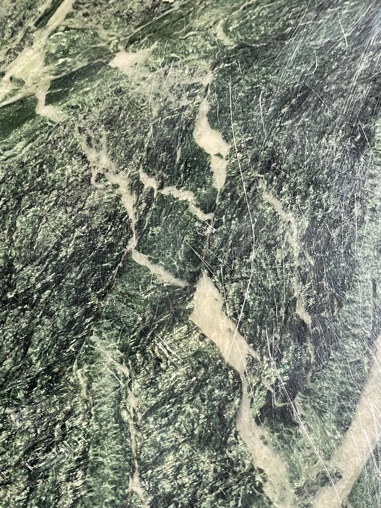 Vintage green sea marble and rosewood table from the 1970s.