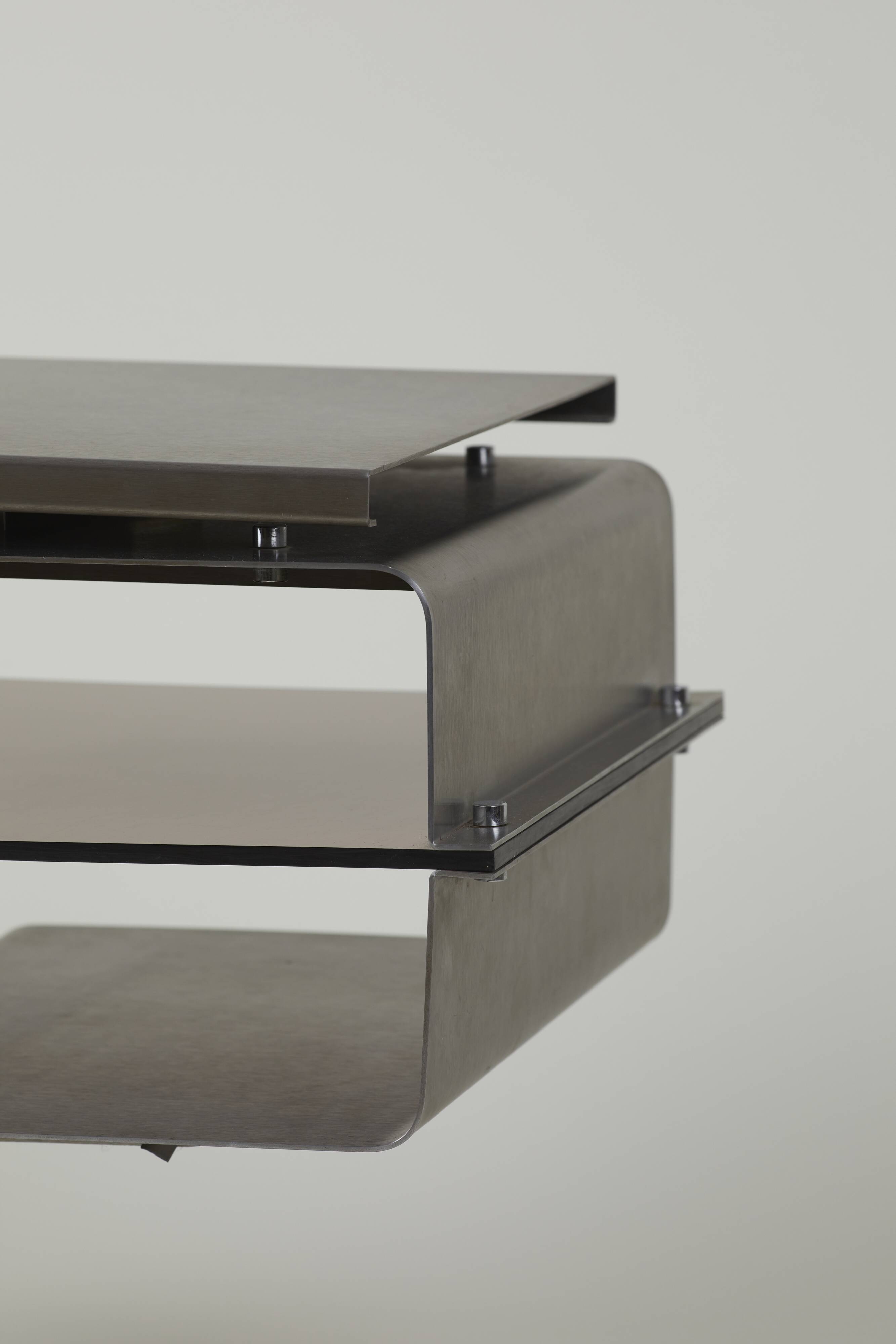 Stainless steel TV cabinet designed by François Monnet for Kappa / Uginox vintage Space Age circa 1970