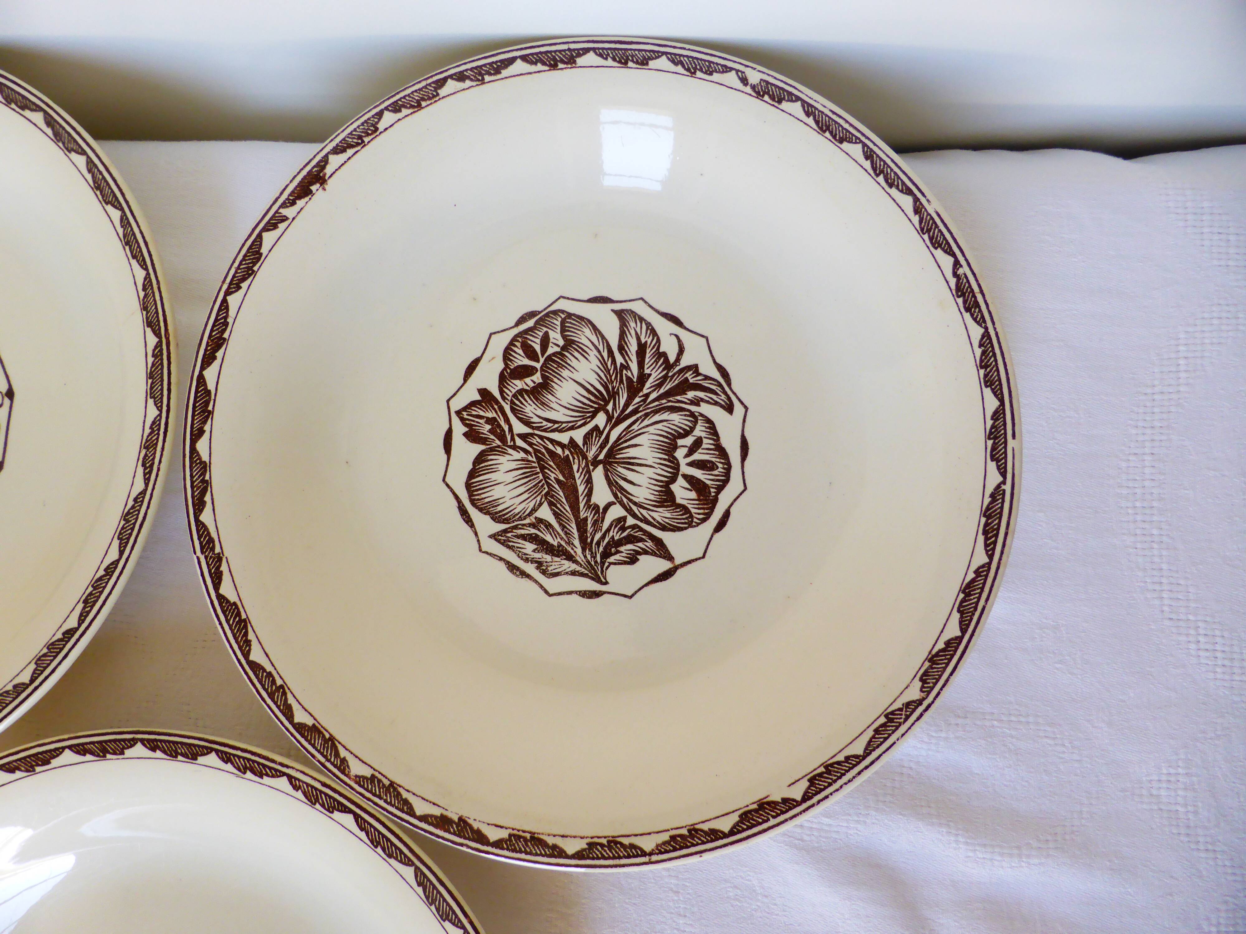 3 Sarreguemines soup plates, Argonne model 210744