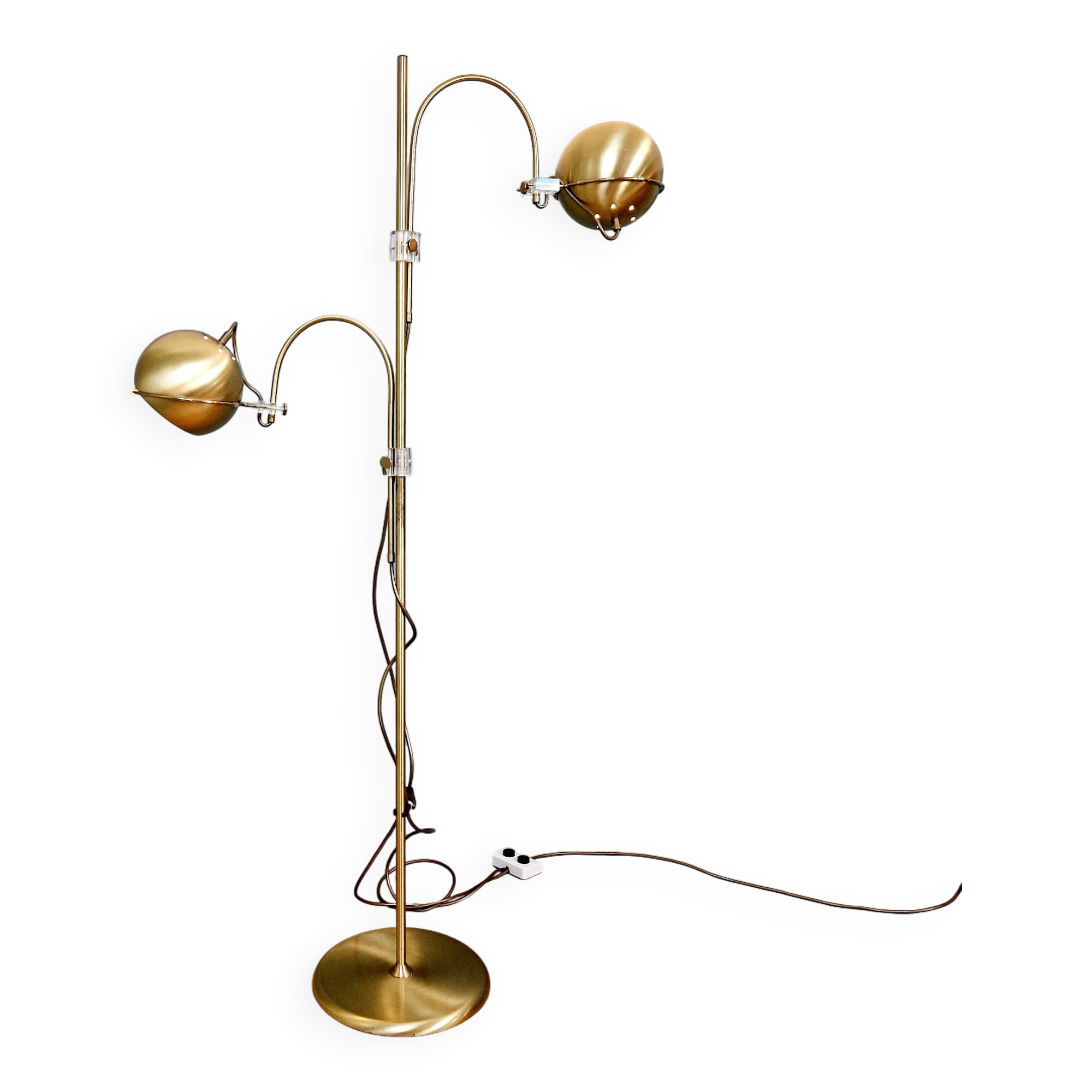 Eyeball double arc floor lamp in brass, GEPO (Netherlands), 1970s