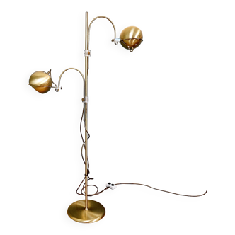 Eyeball double arc floor lamp in brass, GEPO (Netherlands), 1970s