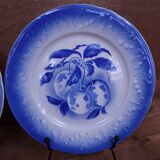 Set of 3 KetG Lunéville plates in blue with fruit patterns