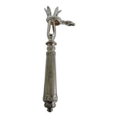 Leg of lamb handle, silver metal tongs and lined silver handle