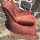 Vintage pink velvet armchair with fringes