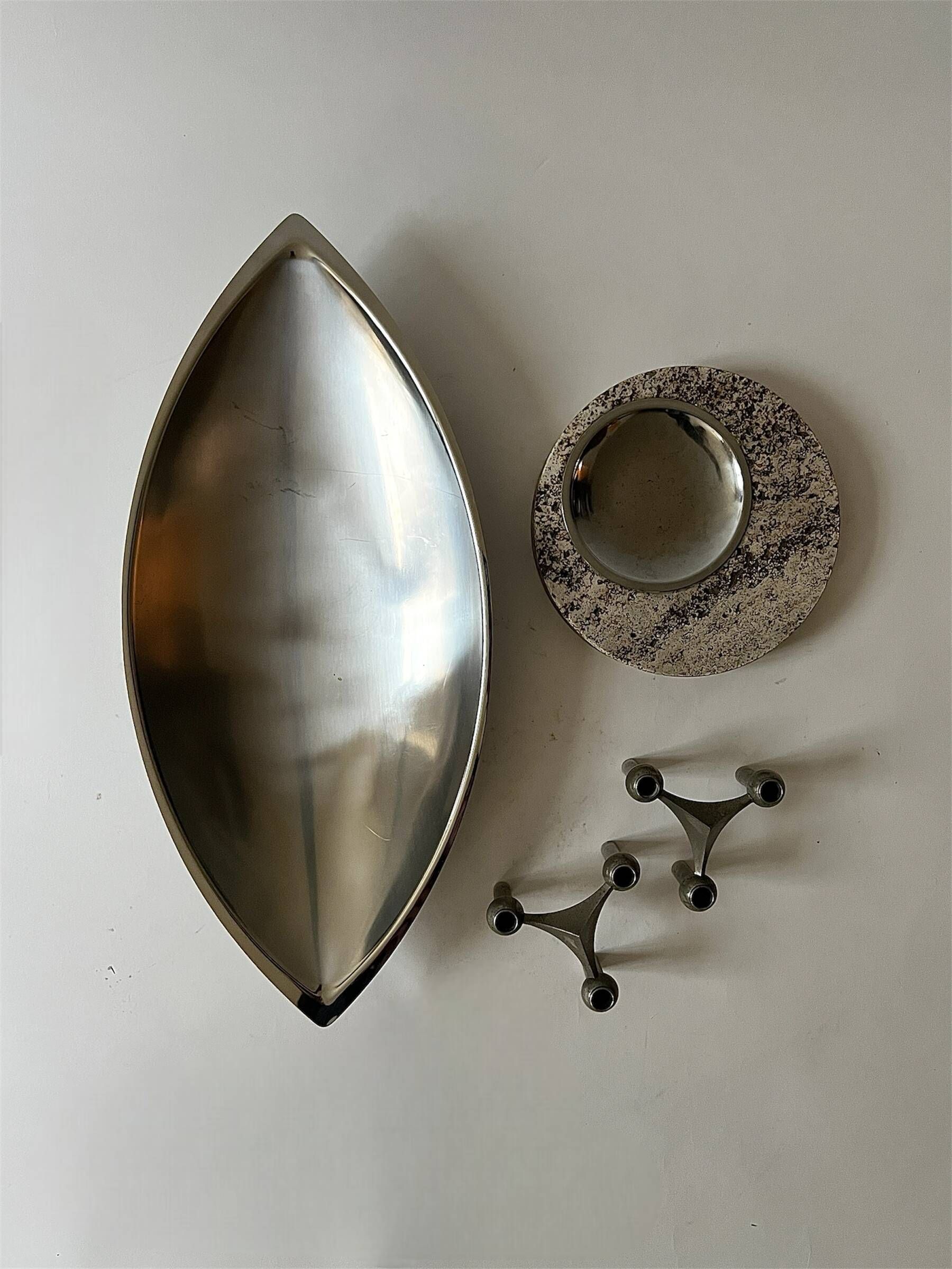 Stoff Nagel designer candle holder in genuine chrome-plated metal, Denmark 1970