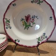 Set of 5 old hollow plates in gien earthenware model "lorraine"