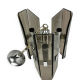 Smoked glass and chrome chandelier