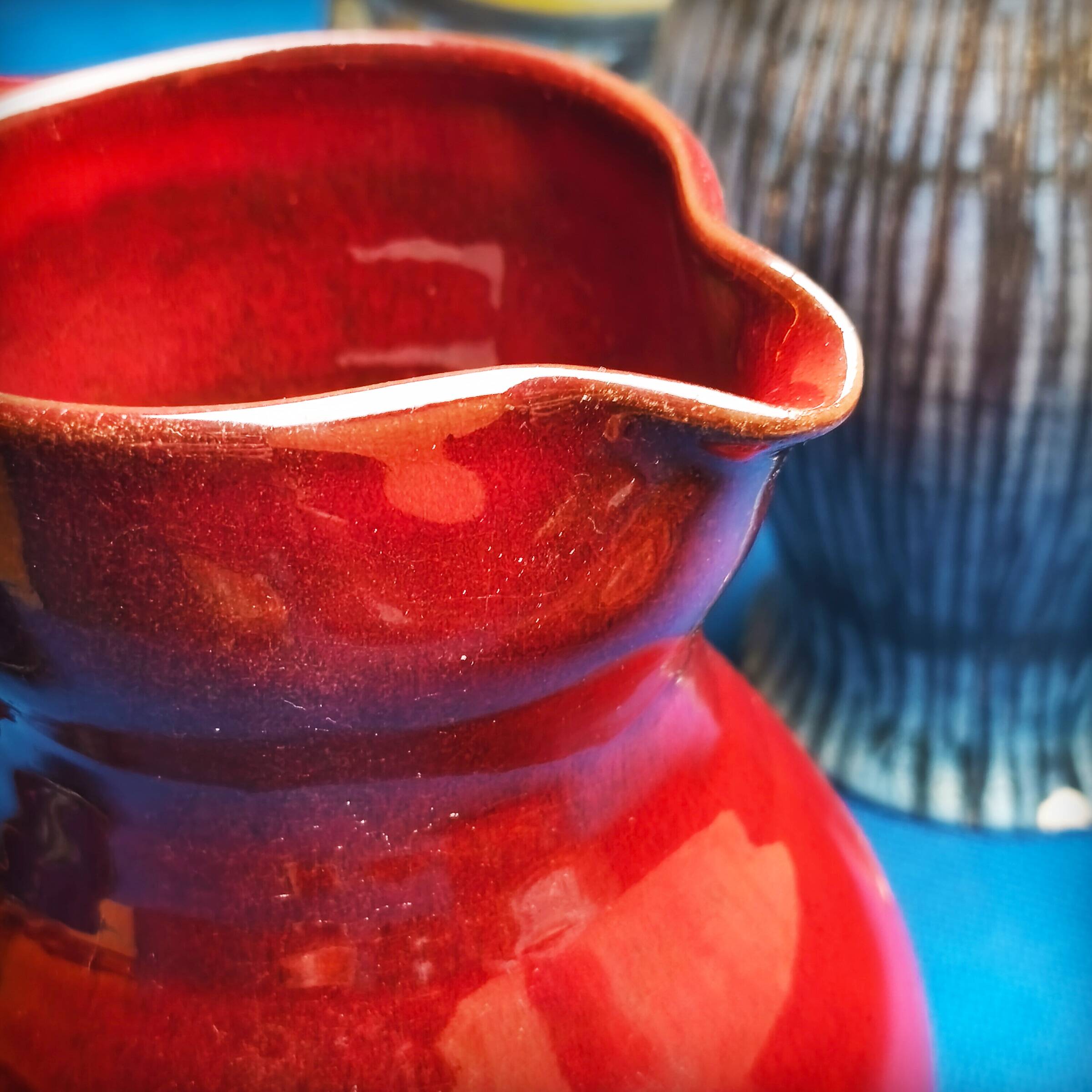 Max Idlas, large burgundy ceramic pitcher, France, 1960s