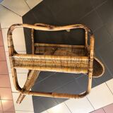 Old wicker rattan armchair