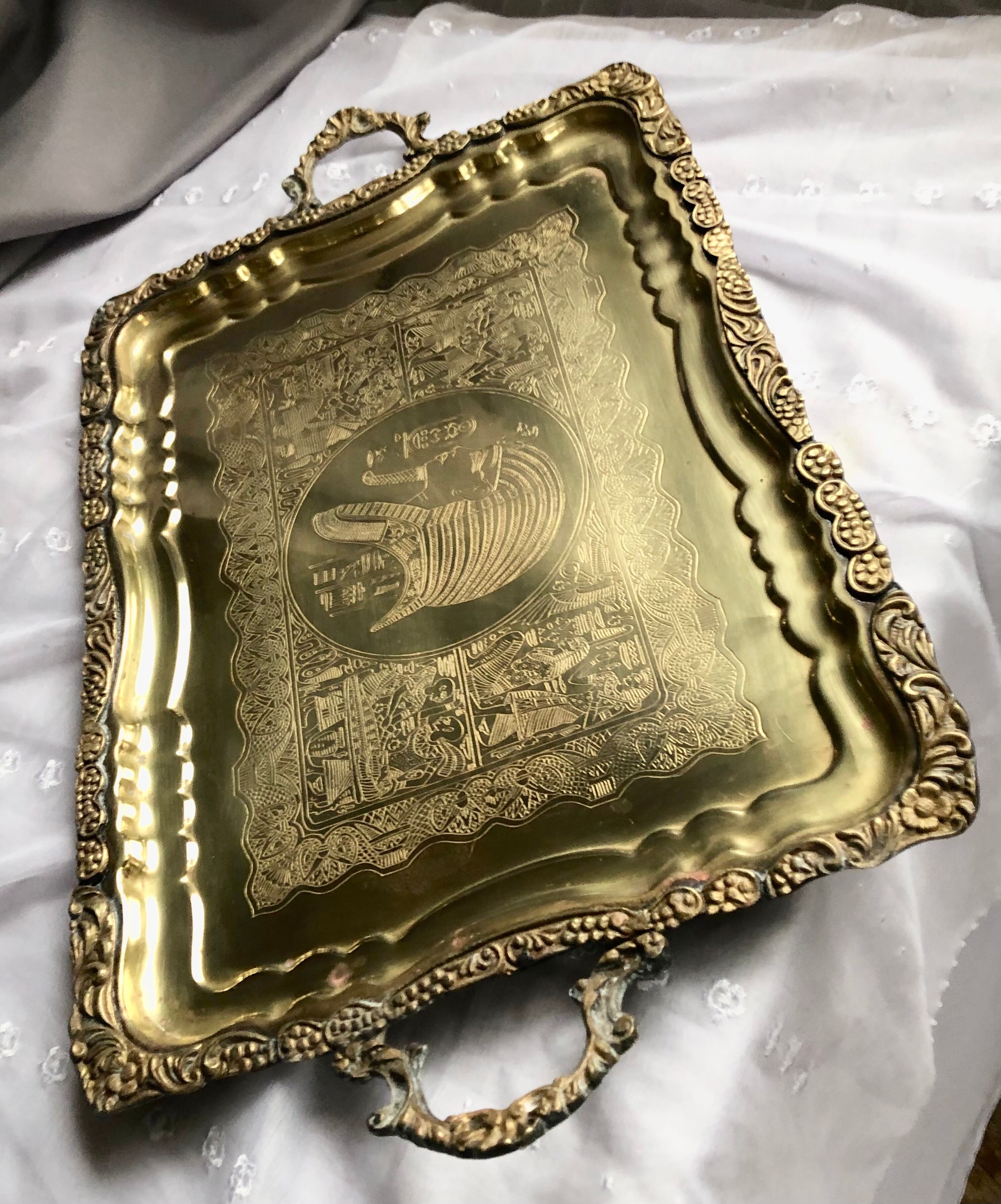 Collier Vintage Retour D'Égypte - Métal Et émail, Années 60, Longueur 71-80 Cm