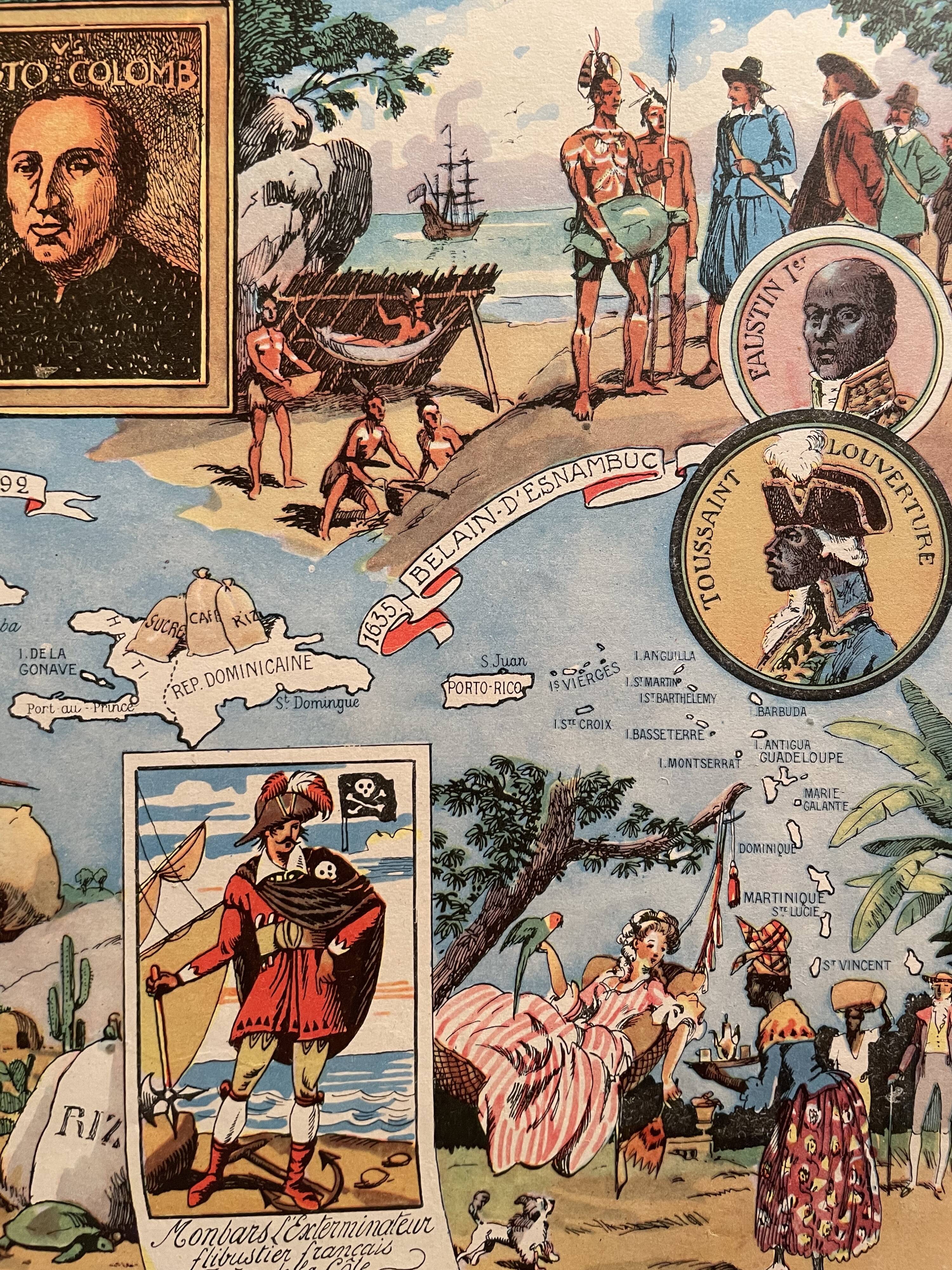 Old West Indies map poster - JP Pinchon - 1940