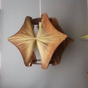 Large futuristic  wooden hanging lamp 1960s