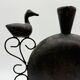 Vase with birds in forged metal, handcrafted, 1960s