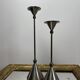 Pair of high vintage metal and brass candlesticks