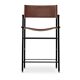 Jeu de 4 Tabourets de bar contemporains avec dossier en cuir marron foncé, caoutchouc noir, métal