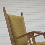 1970s, Scandinavian armchair, cotton/wool fabric, solid oak wood.