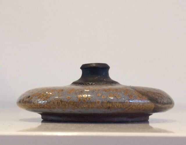 Vase plat vintage, en grès émaillé.