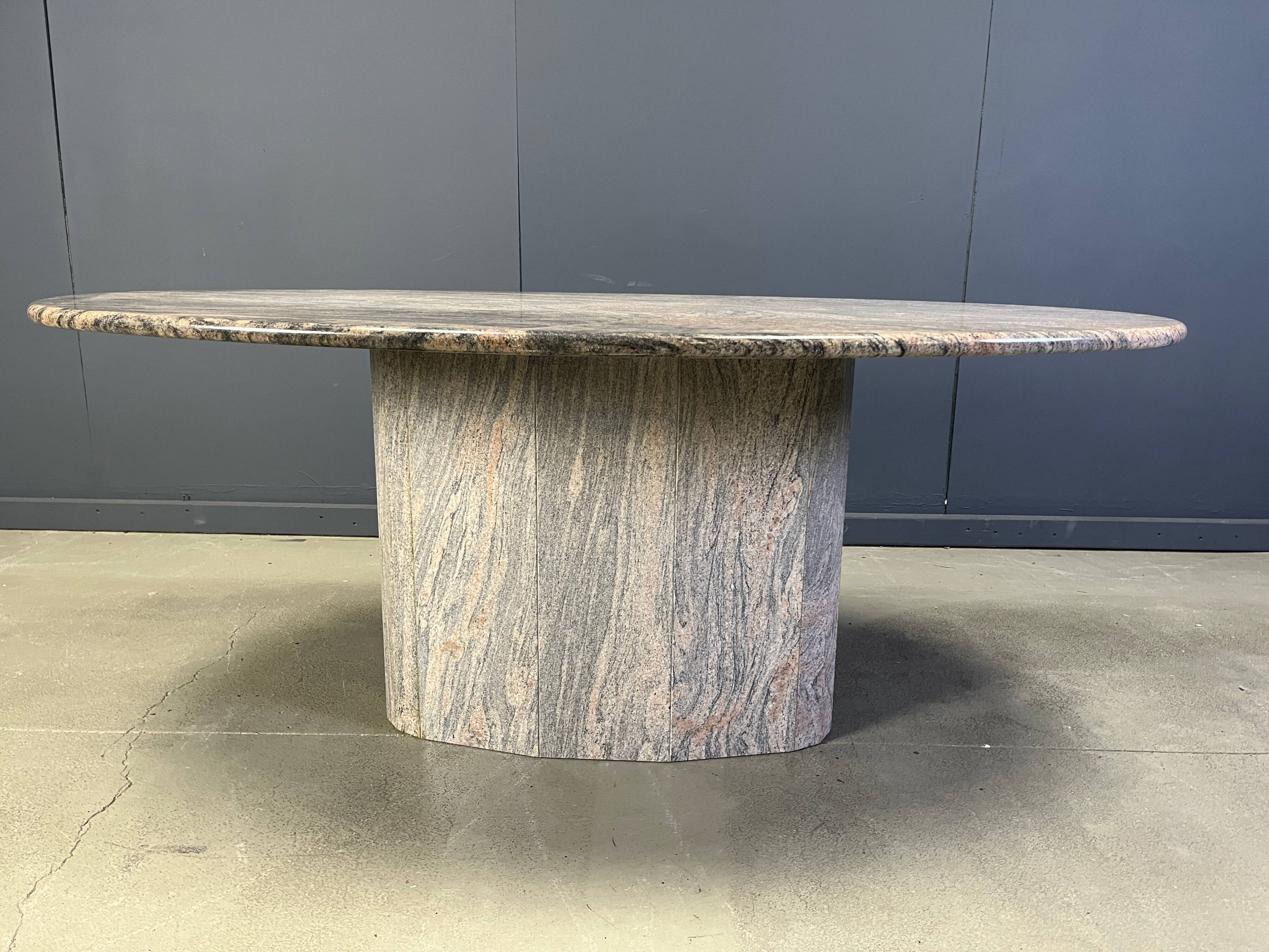 Vintage oval granite dining table, 1970s