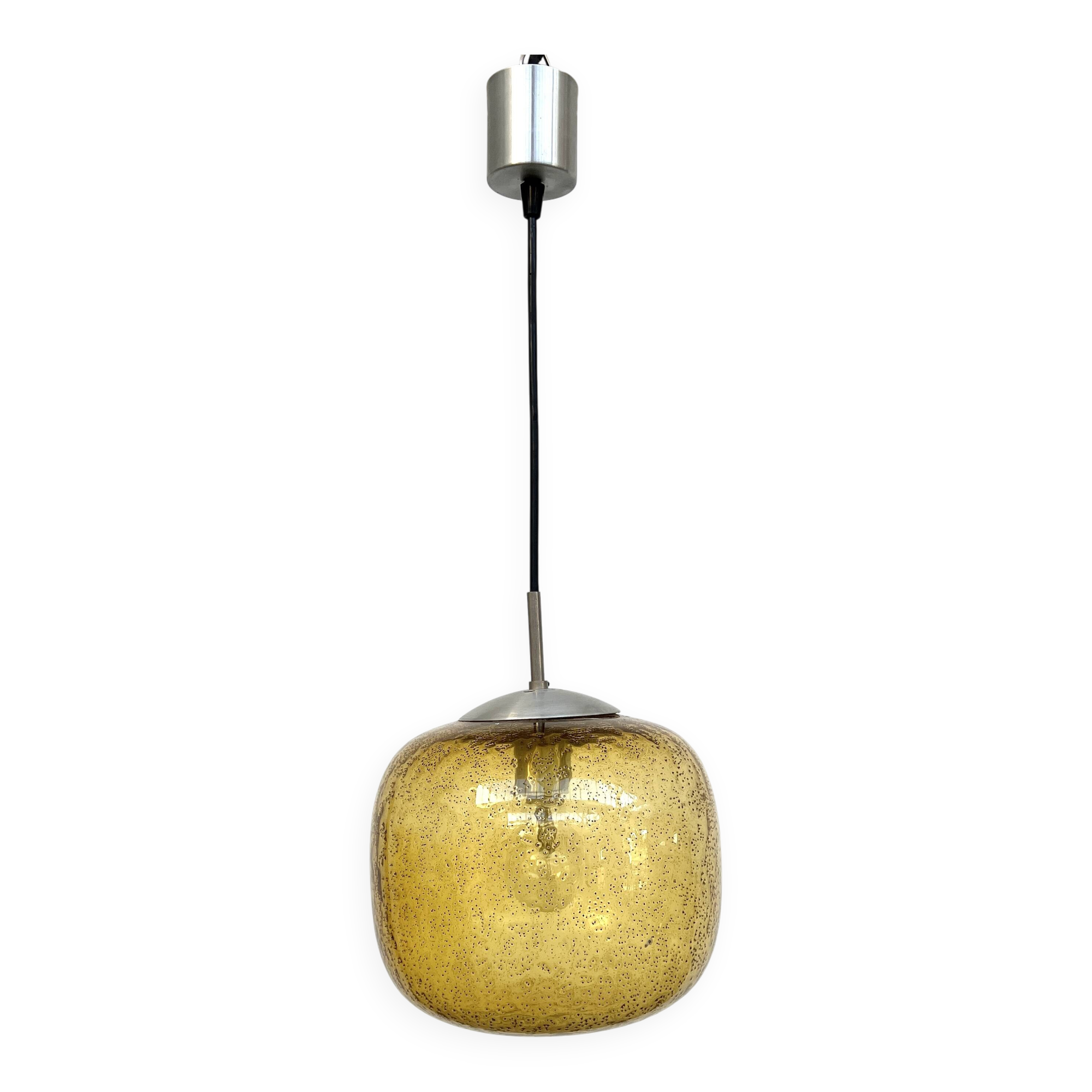 Amber Blown Glass Pendant – Organic Design 70's – Ø23cm