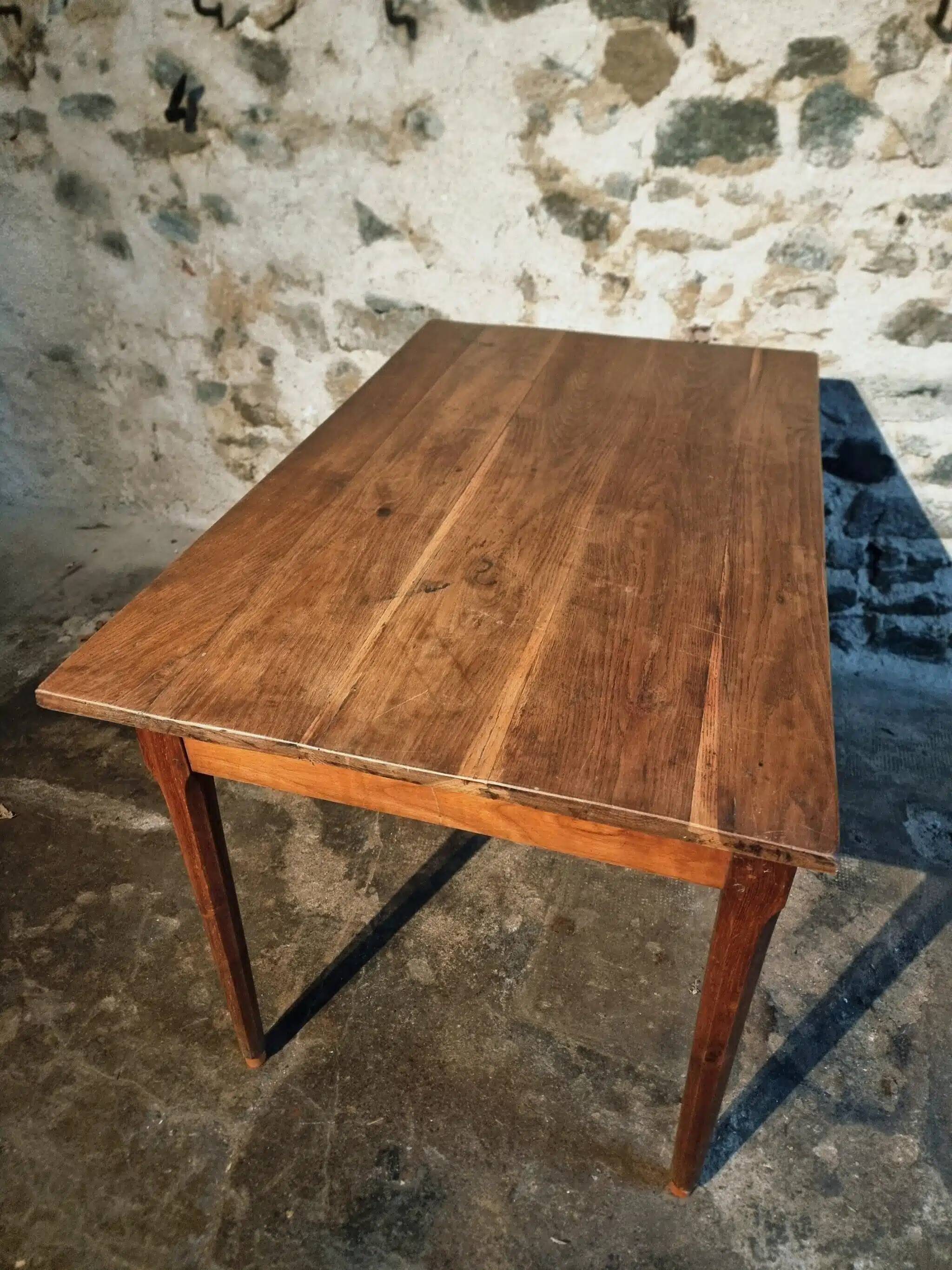 Antique French oak table, 19th century.
