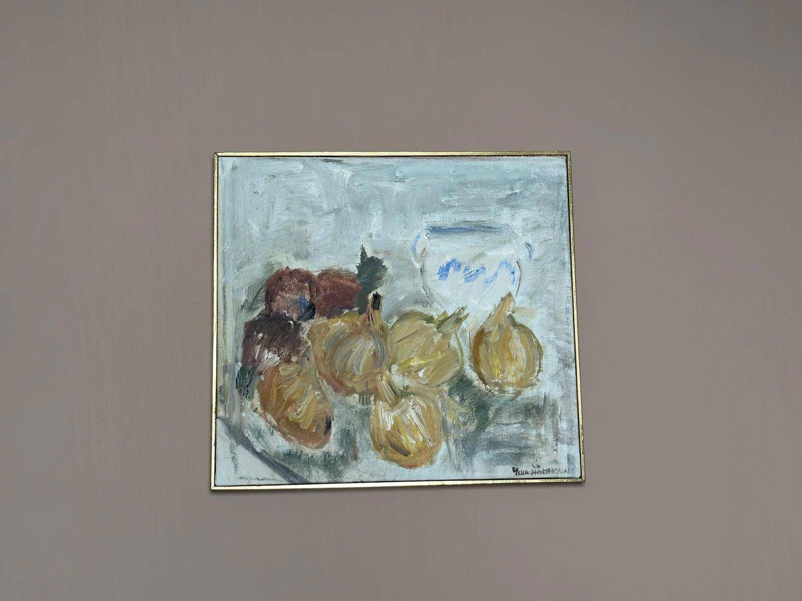 Original Swedish Oil On Canvas – “Fruits” By Ylva Hakanson Byström – Vintage & Framed