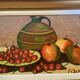 Still life painting oil on panel signed