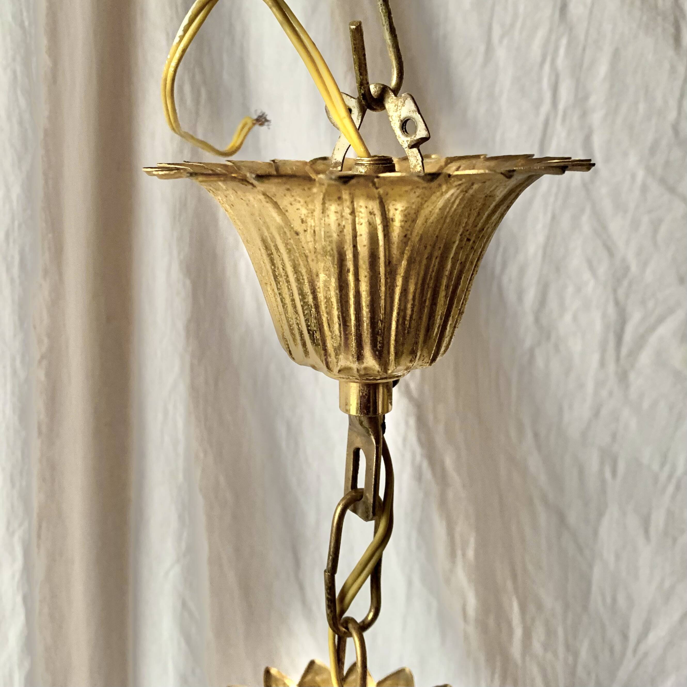 Hot air balloon pendant with glass tassels and gold frame