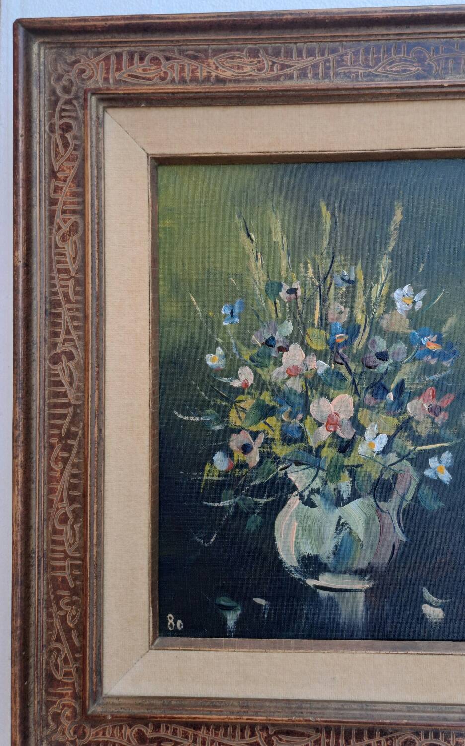 Oil on canvas bouquet of flowers signed Jean Monnier