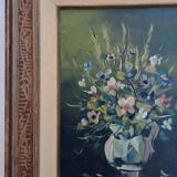Oil on canvas bouquet of flowers signed Jean Monnier