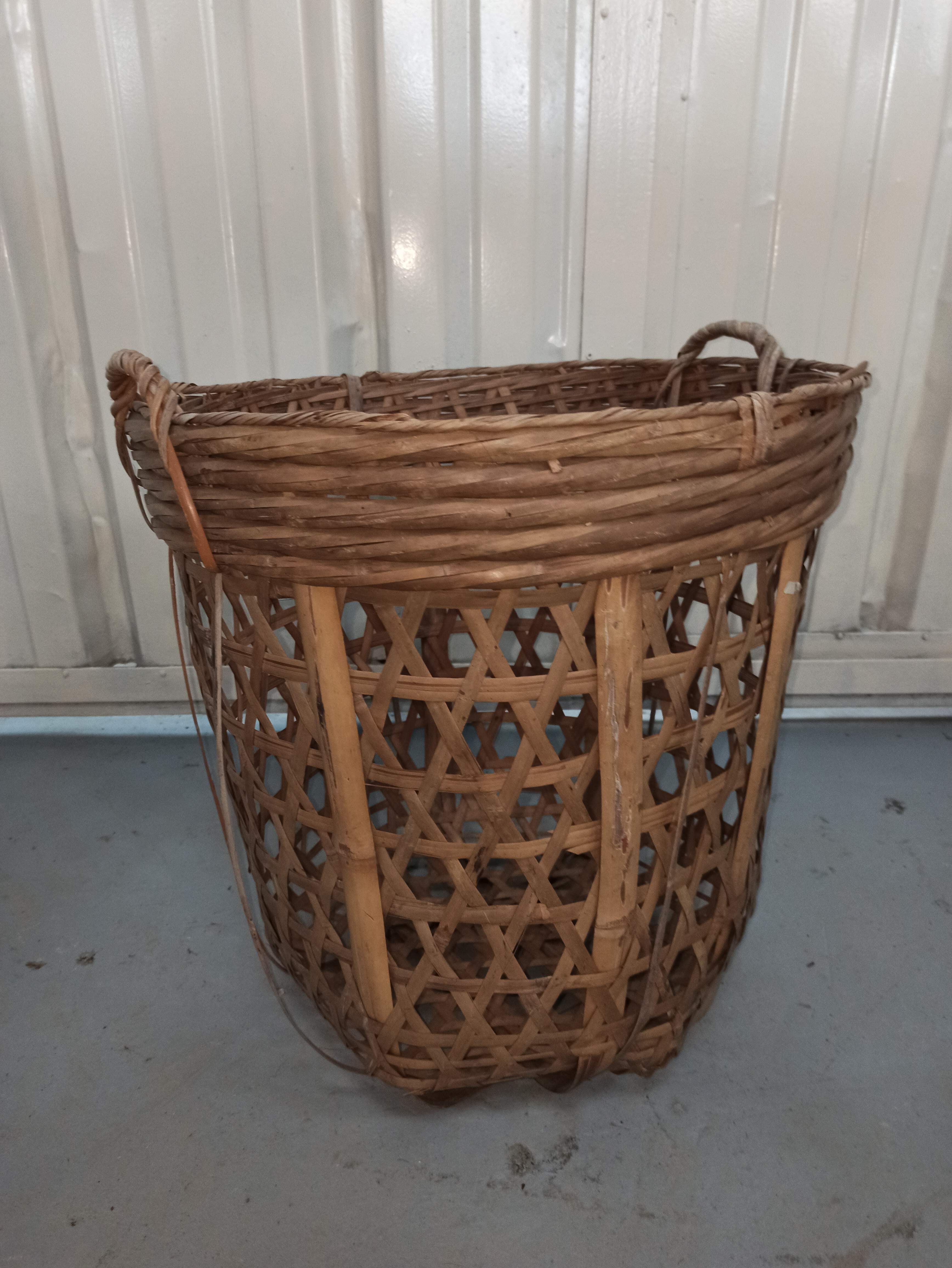 Large basket 53 cm in rattan and wicker basket