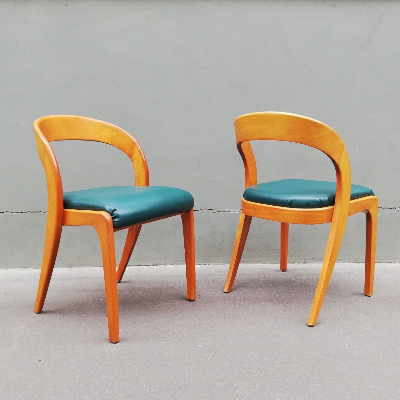 Set of 6 Scandinavian teak color chairs 60s