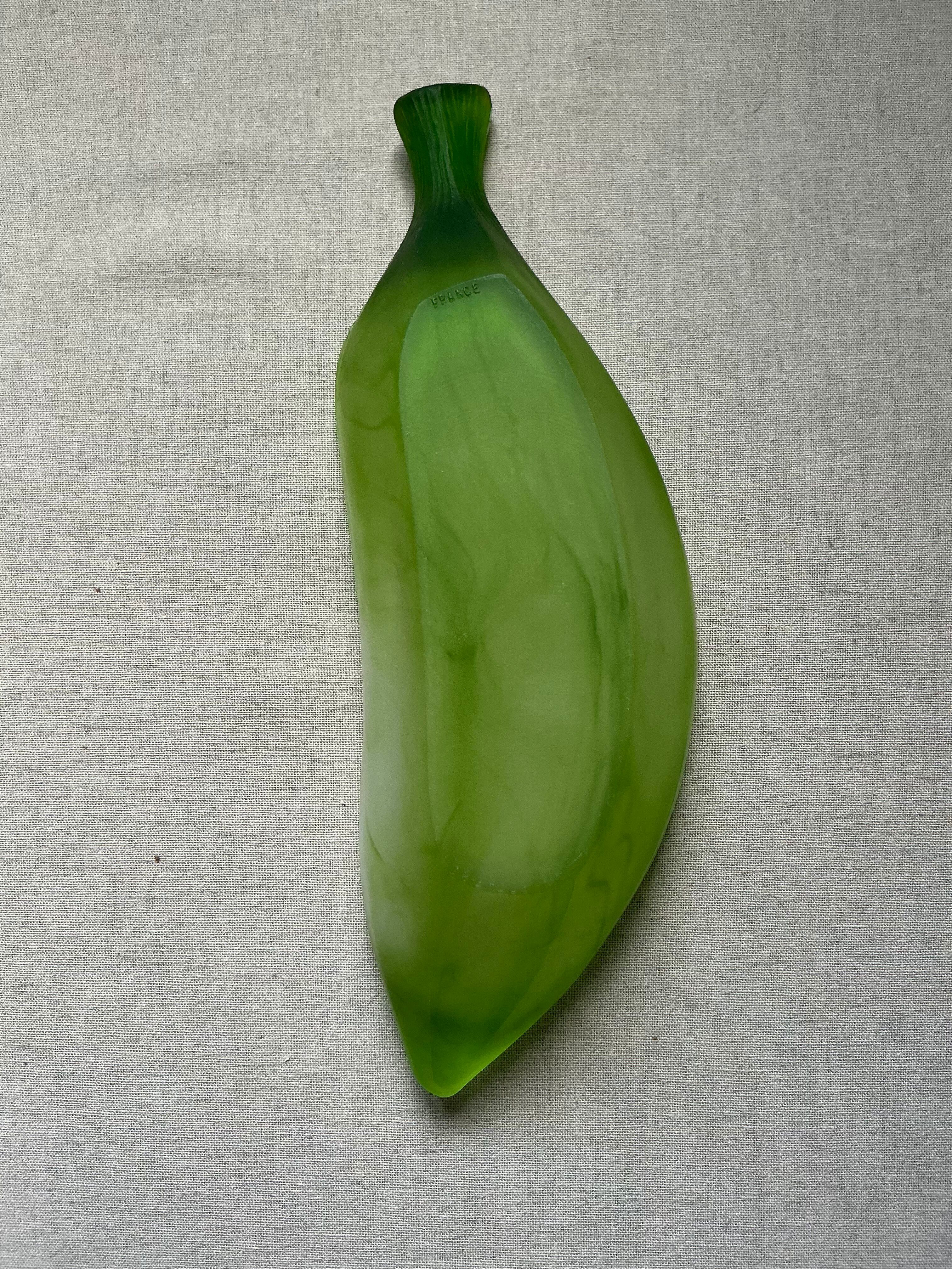 Art Deco organic coupe La Rochère in frosted jade green glass – France