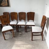 Set 6 chaises art déco chêne 1940