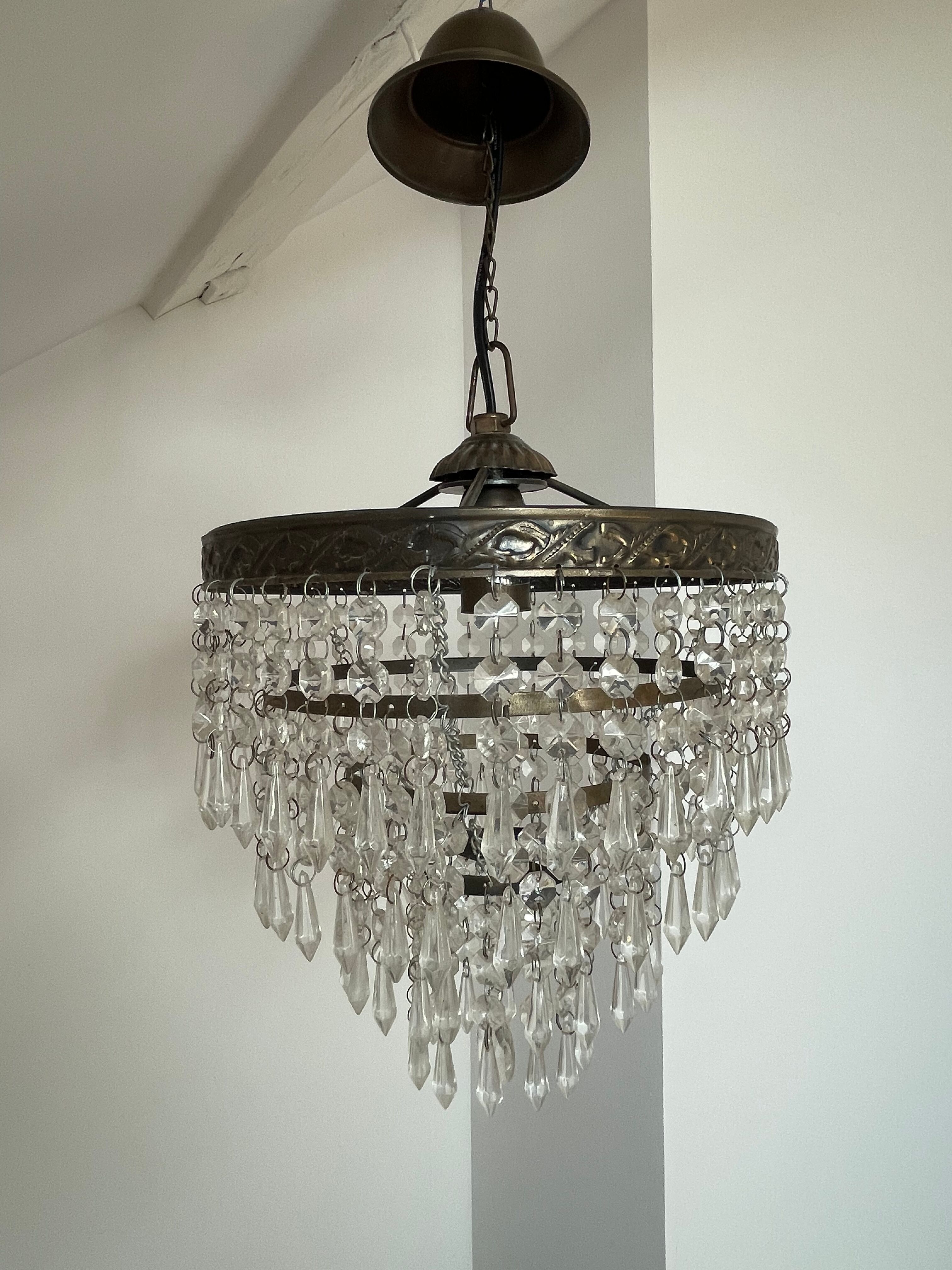 Old ceiling lamp, vintage tassel chandelier