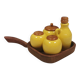 Small Swedish table set in ceramics and wood 1980s