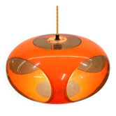 Massive Belgium Space Age UFO Lamp, Orange Mid-Century Modern Lighting