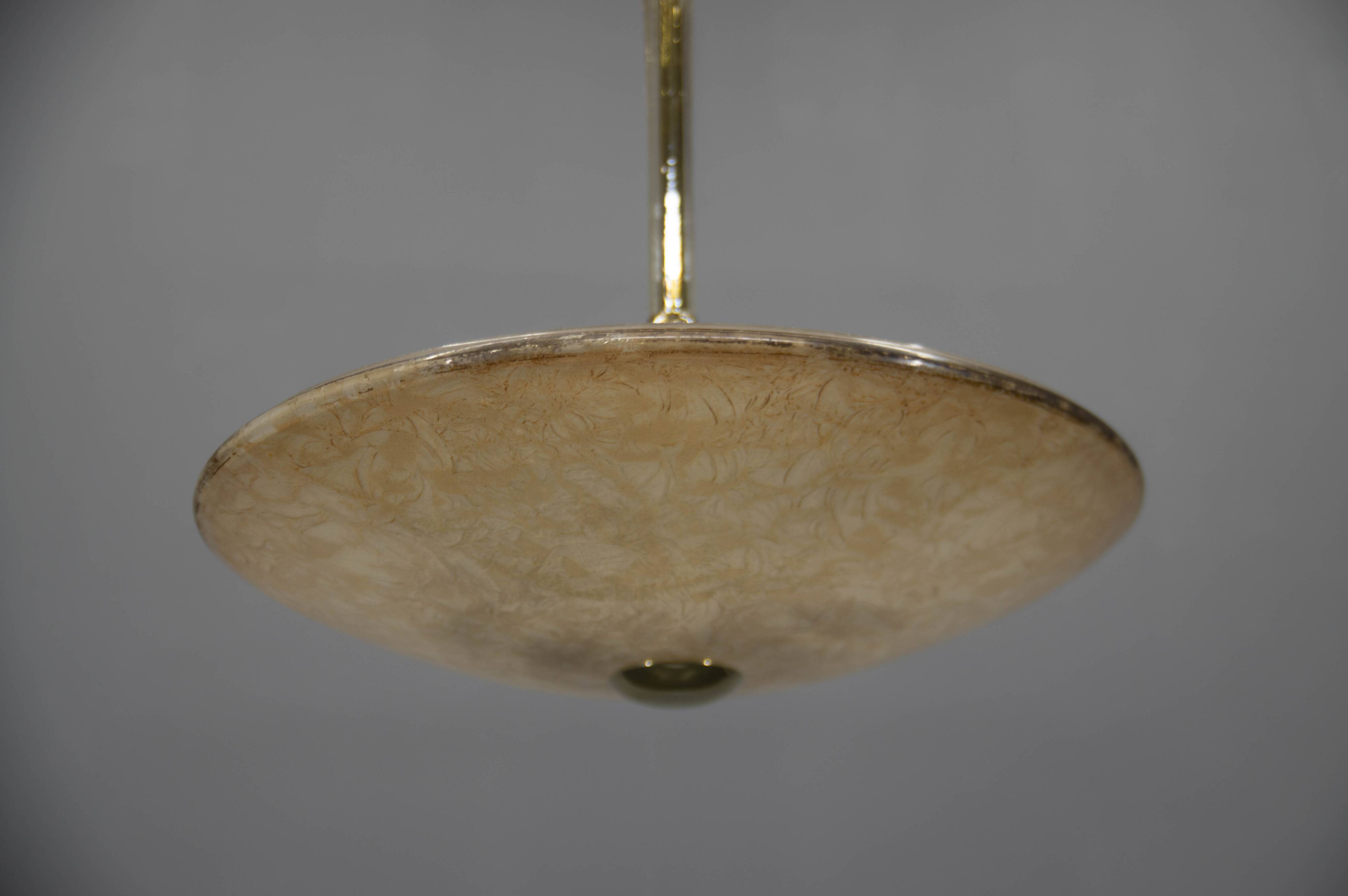 Art Deco Glass Chandelier, Kamenicky Senov, 1930s