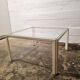 Small white lacquered metal coffee table with glass top, 1970s