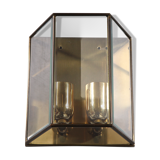 Wall sconce in brass and glass
