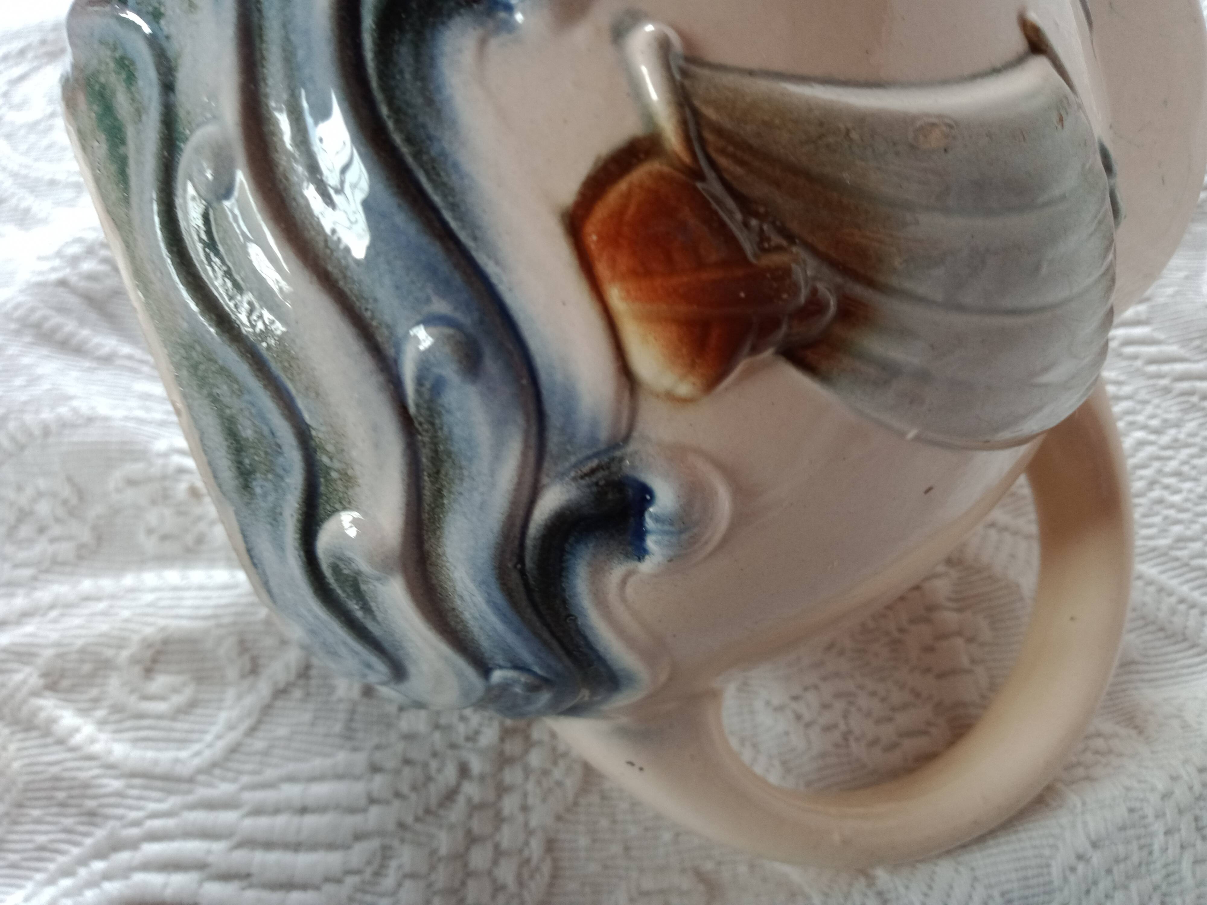 Pitcher jug - Digoin Sarreguemines - Sailboat on the waves and seagull