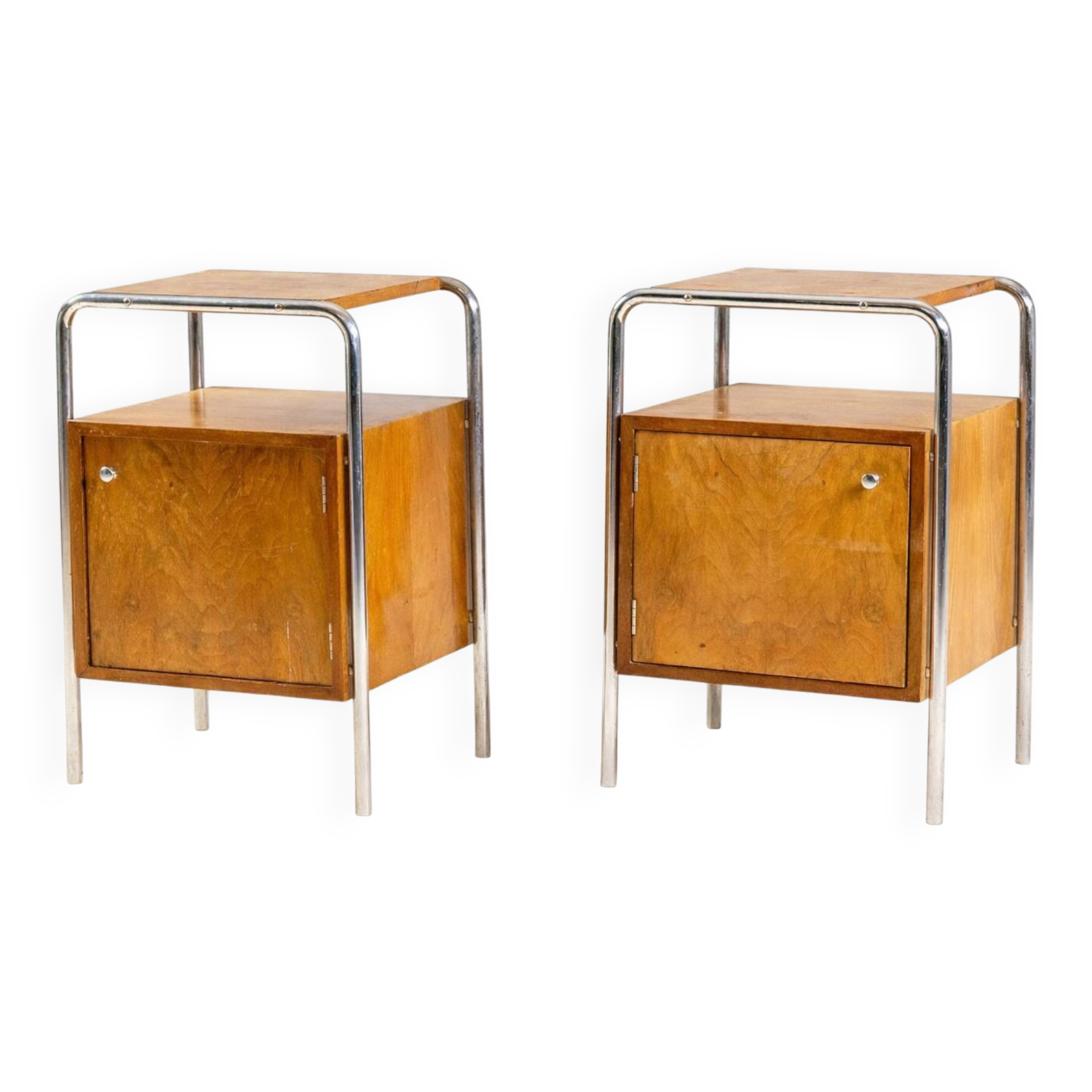 Pair of bedside tables, 1930s–1940s, Czechoslovakia