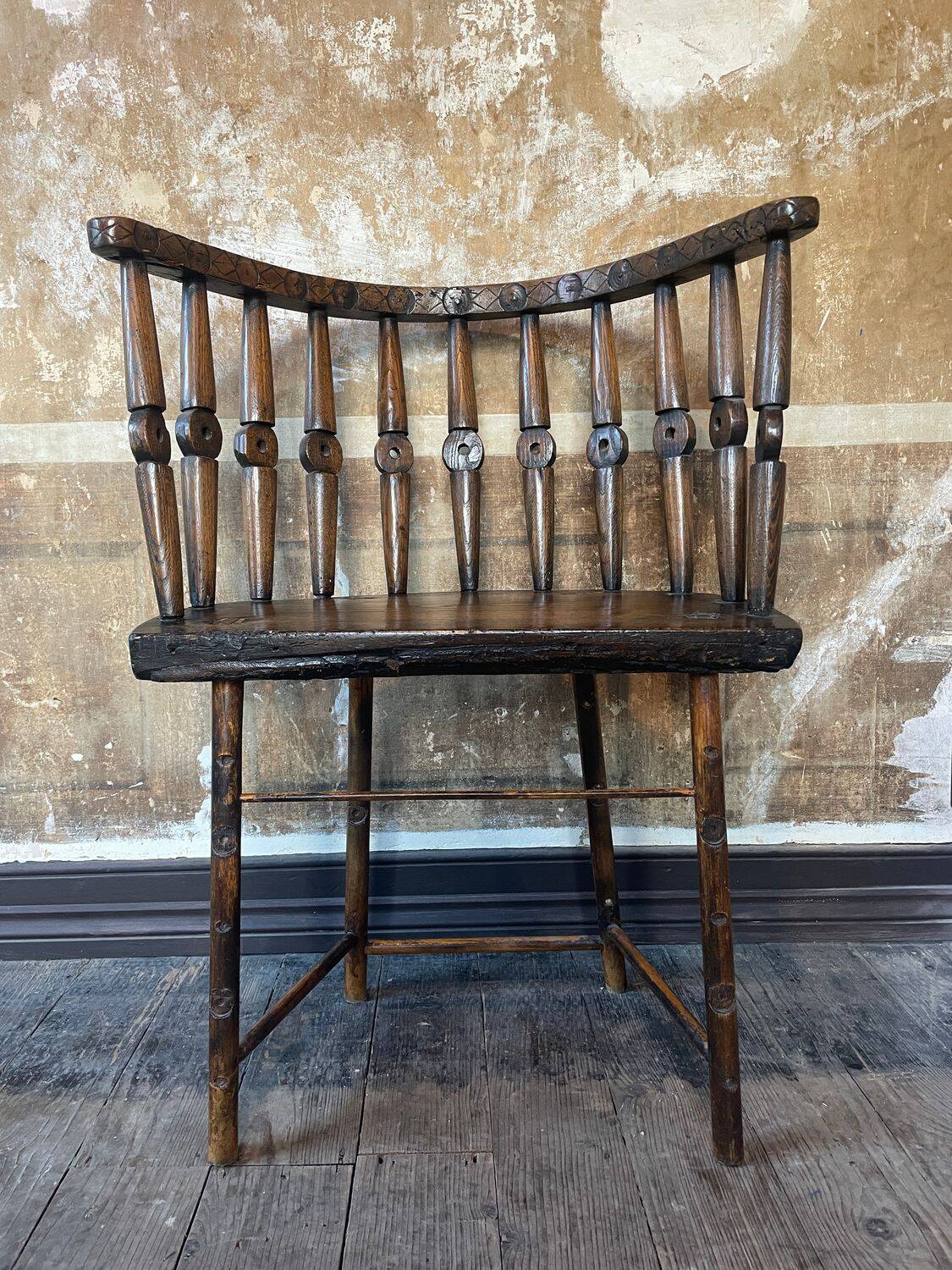 Circa Early 19th Century Century Welsh Vernacular Stick Back Hedge Chair