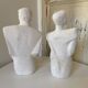 Duo Man Woman Plaster Busts - Style of Lindsey B. Balkweil
