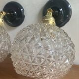 Pair of vintage glass globe wall lights