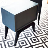 Pair of nightstands Seigaiha blue